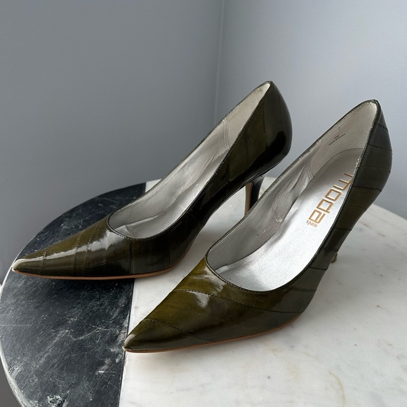MODA Pointy Toe Eel Stiletto, Green - Picture 8 of 10